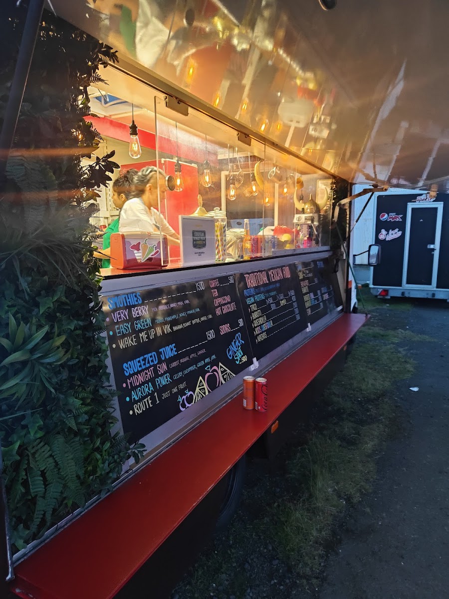 The Food Truck Company at night, Hvolsvöllur Iceland